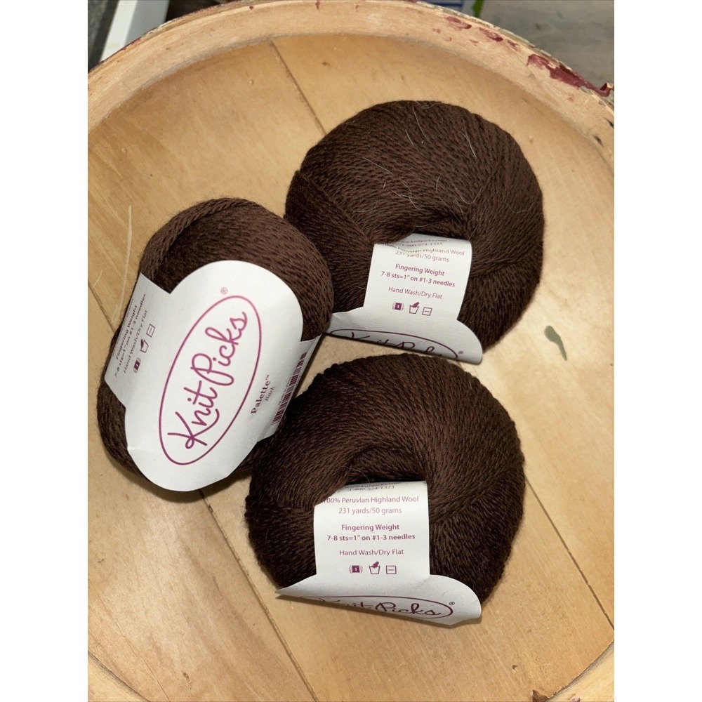 KNIT PICKS Palette 100% Peruvian Wool Yarn Bark NEW Lot of 3